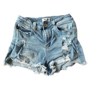 Light Faded Blue Savvy Distressed Denim Shorts Size 5
